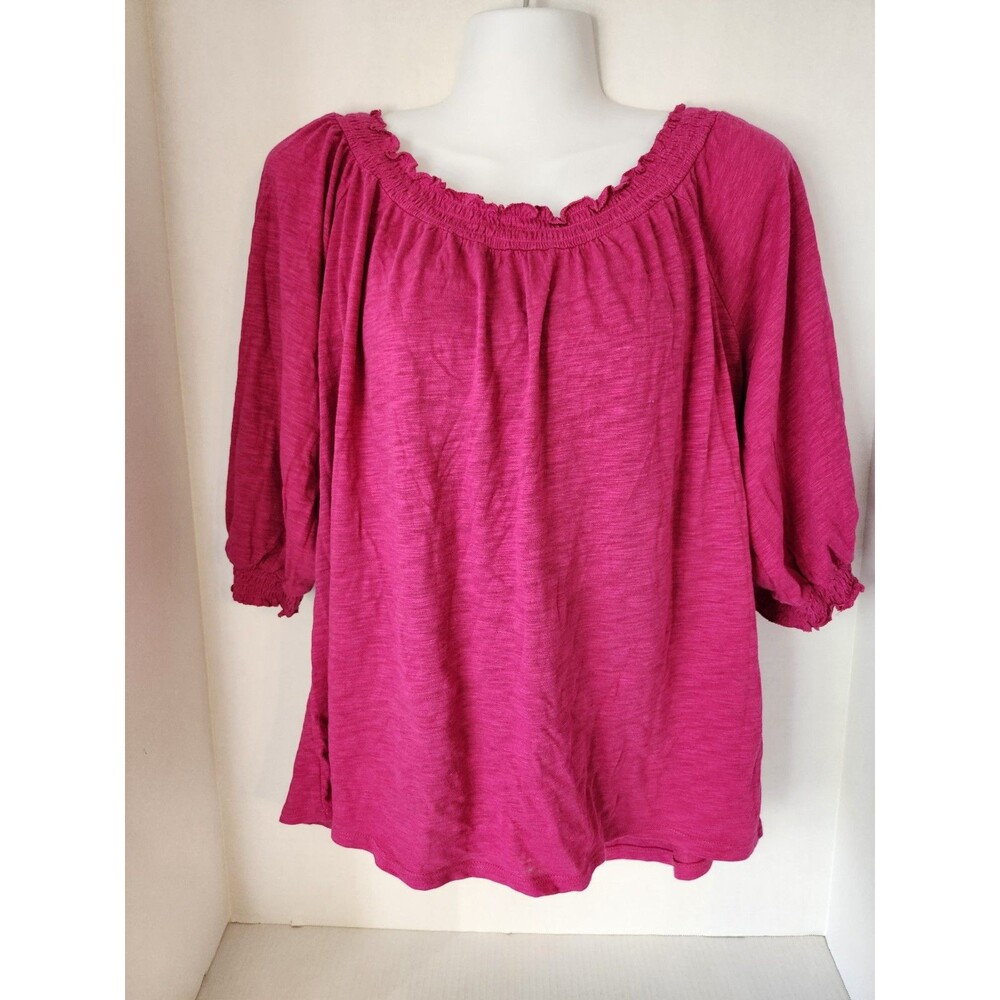 Knox Rose, Women's Blouse, Size M, Pink Magenta, 60% Cotton 40% Elastic